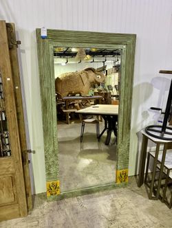 Painted Carved Wood Mirror