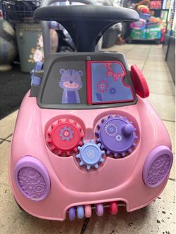 Pink Toddler Ride-On Activity Car & Walker