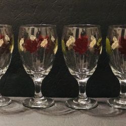 Libbey Fall Leaves Water Goblets Wine Glasses Set Of 4