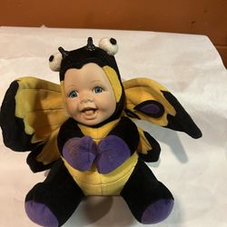 Cuddle Kids porcelain faced doll Barbara Butterfly by Geppeddo 14" to top of ant