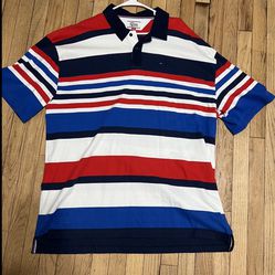 Tommy Hilfiger Red White And Blue Flag Polo XXL 