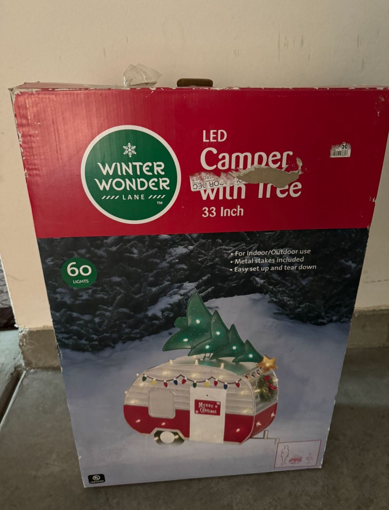 Christmas Decor Led Lights Camper with Tree (New)