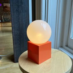 Orange Space Age Atomic Globe Table Lamp