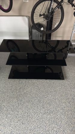 Black glass tv stand