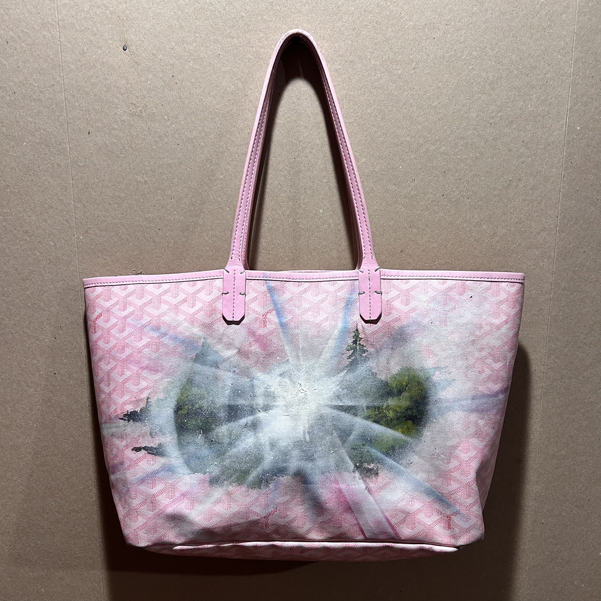 1 Of 1 Custom Hand Painted Pink Goyard St. Louis Tote Bag