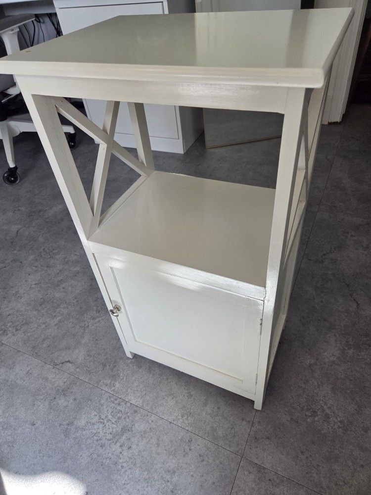 White Side Table With Storage