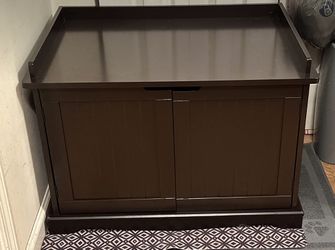 Wooden Cat Litter Box Enclosure Furniture 37.5″ L × 21″ W × 23″ H