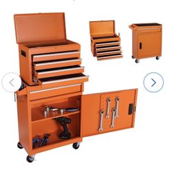 Tool Chest, 5 Drawers Rolling Tool Cabinet with Detachable Top Toolbox, Universal Lockable Wheels, orange $100 