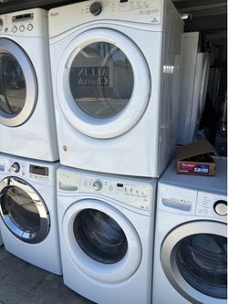 Whirlpool duet  Stackable  Washer and gas dryer  Excellent working condition  Heavy duty  W27 D31.5 H76 Washer 4.5 cu ft Dryer 7.4 cu ft 3 months warr