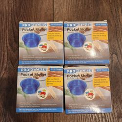 4 pk New Pro Kitchen Pocket Maker, cut, seal, and decrust dough for sandwiches, pizzas, and pies,  includes three tools for cutting the filling, seali