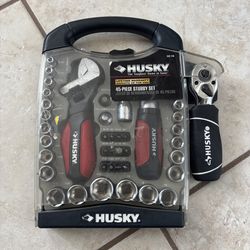 1/4 in. and 3/8 in. Drive Stubby Ratchet and Socket Set (45-Piece)