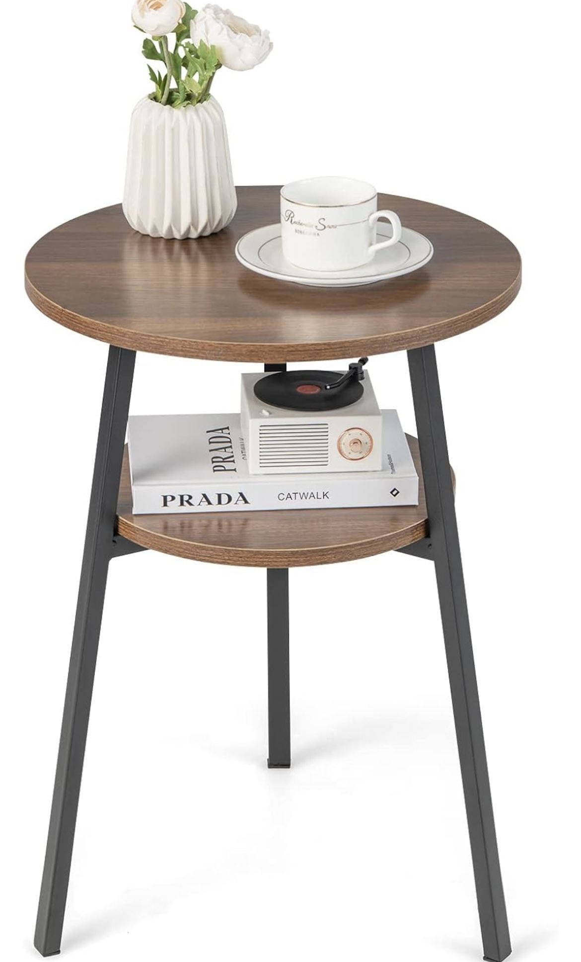 Giantex Round End Table, 2-Tier Bedside Table For Sale $18.00 50%+ OFF Retail $36.99 NEW IN BOX