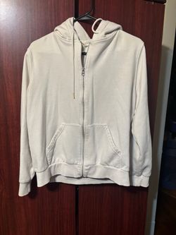 Cream Zip Up Hoodie Sweatshirt
