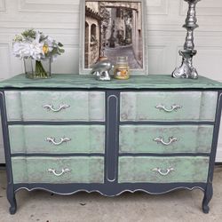 Pretty Provincial Grey Sage Green Amd Silver Dresser 