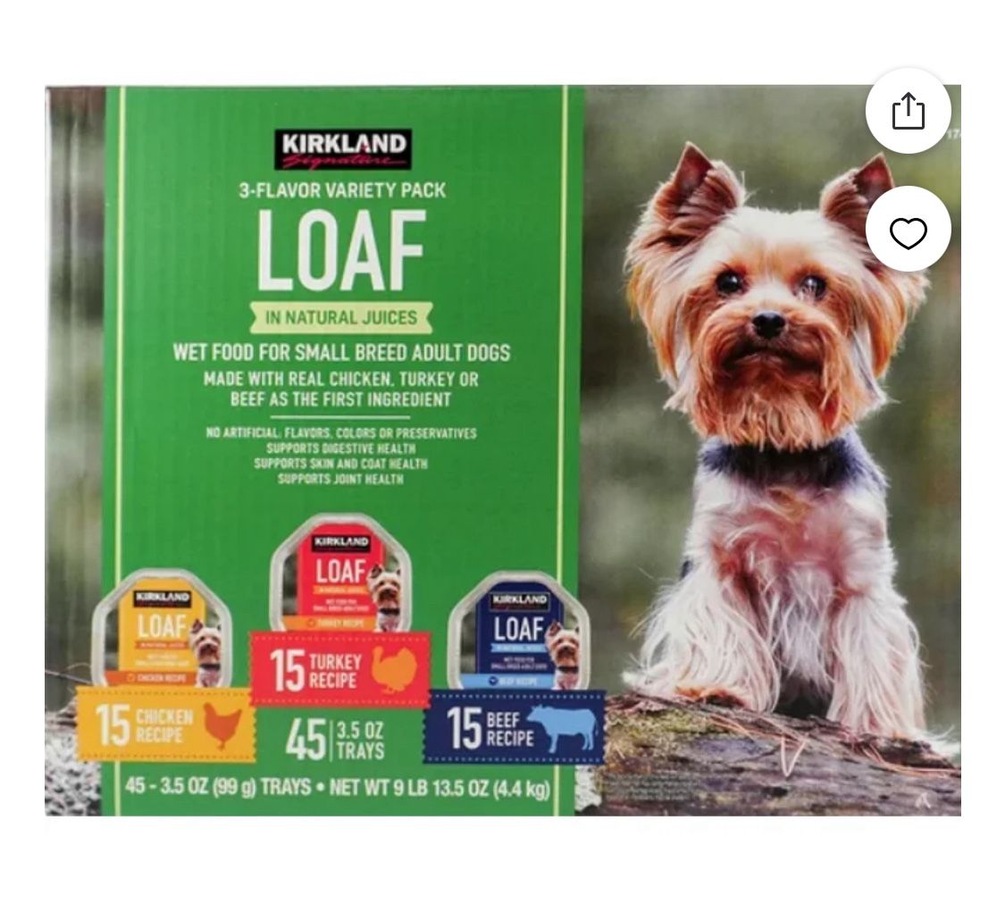 Kirkland Signature Loaf Wet Dog Food Variety Pack, 3.5 oz, 45-count