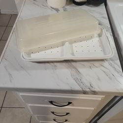 3 PC. Steaming/Heating Tray; Serving Ware. Off White. 