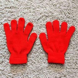 NEW pair of kids children's child toddler red knit stretch gloves mittens