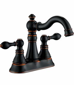 2-Handle Oil Rubbed Bronze Bathroom Faucet 4 Inch Centerset