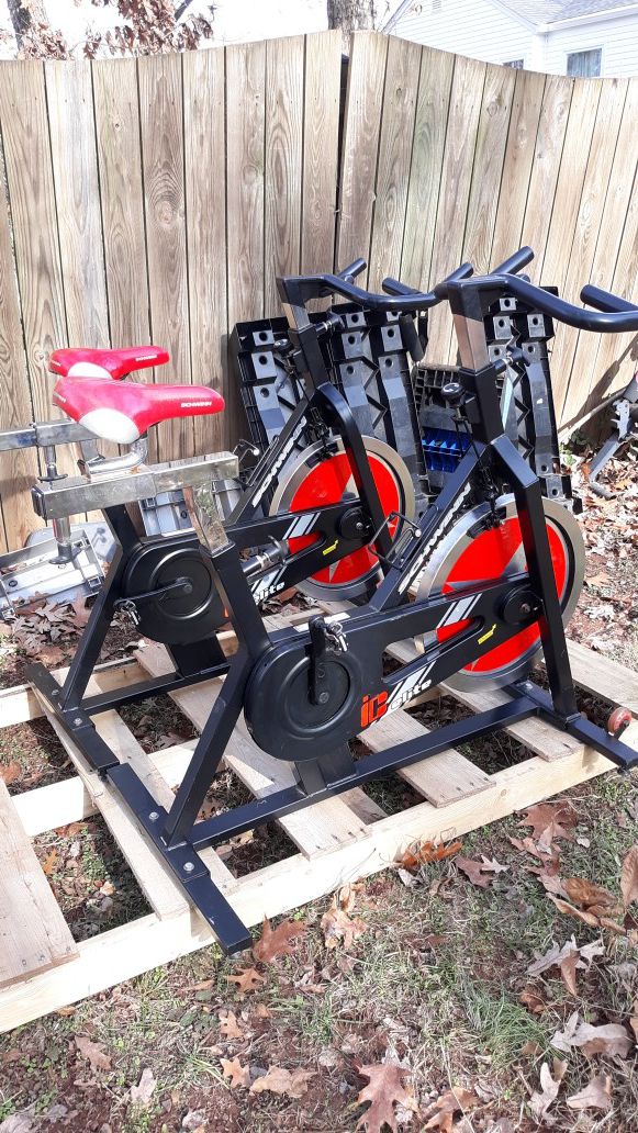 His/her spinning bikes. Black