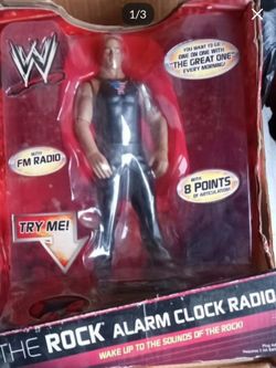 dwayne rock johnson alarm clock radio wwe brand new