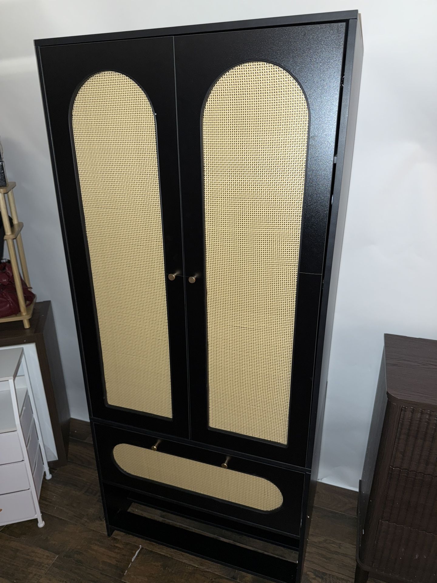 MCM Black and rattan wardrobe 