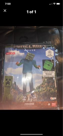 Minecraft Movie Zombie Kids Costume Size L/G