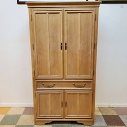 Vintage Oak Armoire Dresser By Stanley Furniture