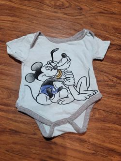 Disney Mickey Mouse Gray and Blue Bodysuit Onesie Size 3/6 Months