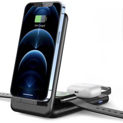 Foldable Wireless Charger, IEVEI 3 in 1 15W Wireless Charging Station Stand