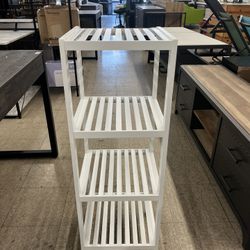 SONGMICS Bamboo Storage Shelf 4-Tier Shelving Unit Multifunctional - White