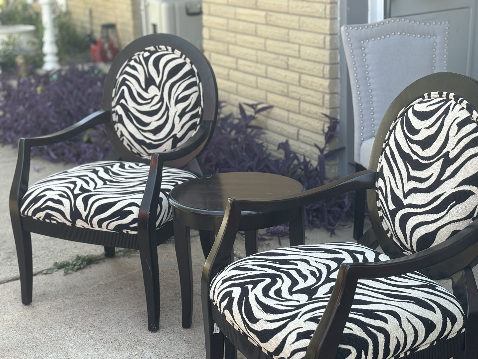 2 Zebra Print Accent Chairs