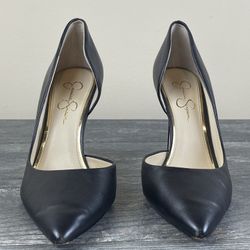 Jessica Simpson Claudette DOrsay Pointed High Heel Black Leather 