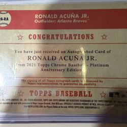 RONALD ACUNA JR. 2021 Topps Chrome auto