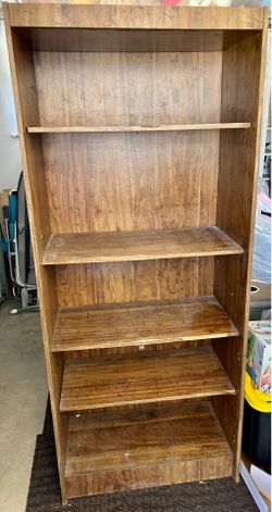 Tall Wood 5-Shelf Bookcase