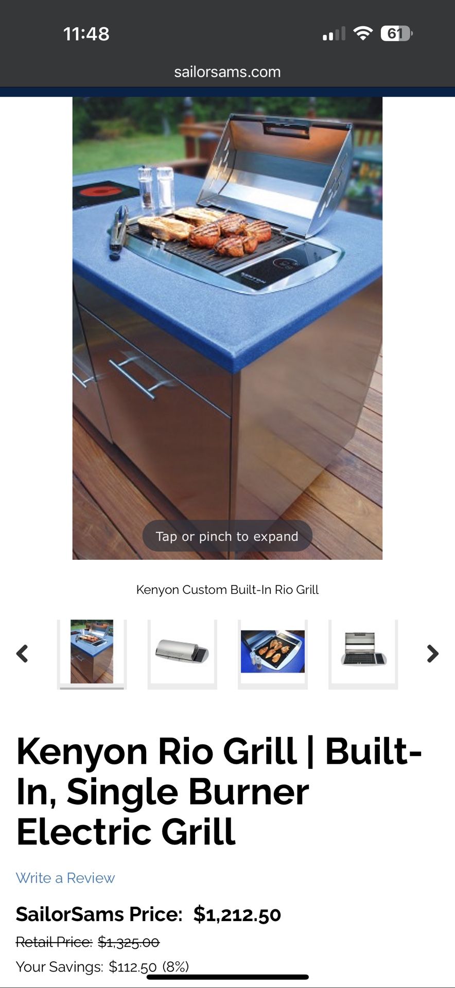 Kenyon Rio Grill | Built-In, Single Burner Electric Grill