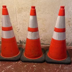 3 Traffic Cones 28 inch Orange Heavy Duty Safety Cones with Reflectors 