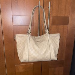 GUCCI GG Supreme Bag Leather Beige Authentic 13x10