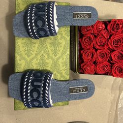 Brand new w/box & dust bag. Gucci Jane Denim slides size 7.5