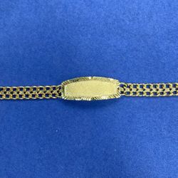 KIDS 10K Double Row 7mm Cuban Link ID Bracelet 5.75”