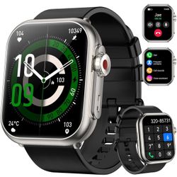 Smart Watch for Men Women, 1000 mAh 100 Day Battery Life, 1.85" Fitness Tracker Bluetooth Call/Make Calls, 110+ Sport Modes, IP68 Waterproof, Heart Ra