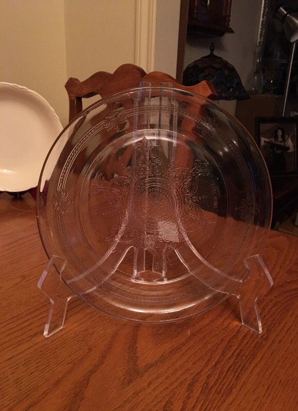 Clear Glass Etched Fire King 9" Pie Plate