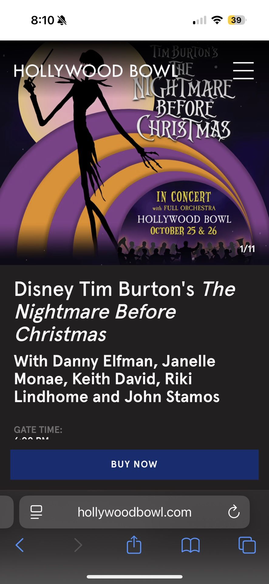 4 Nightmare Before Christmas Tickets LA Phil 10/25