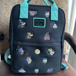 New Disney parks loungefly black backpack with Mickey and friends