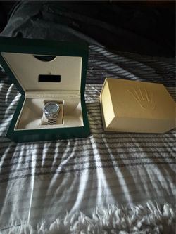 Blue watch with stainless steel R watch