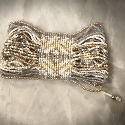 Beaded Cuff Bracelet Contemporary Bohemian Cream And Neutral Colors