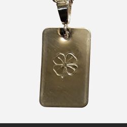 Solid .999 Fine Silver Lucky Charm 4 Leaf Clover Pendant - w/ 925 Bail Connector - New 

roughly 20mm long 

solid 999 fine silver 

1.10 grams in wei