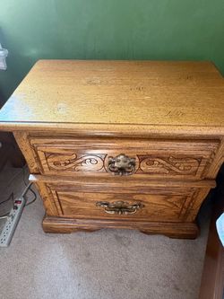 Well lived solid oak nightstands