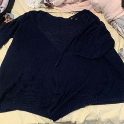 Blue Crochet Sweater