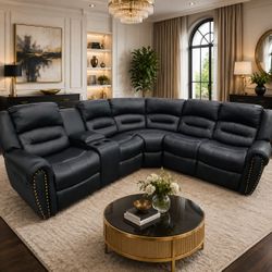 Modern manual reclining sectional sofa