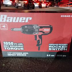 ​BAUER 1050 FT. LBS. Extreme Torque 1/2" Extended Anvil Corded Impact Wrench